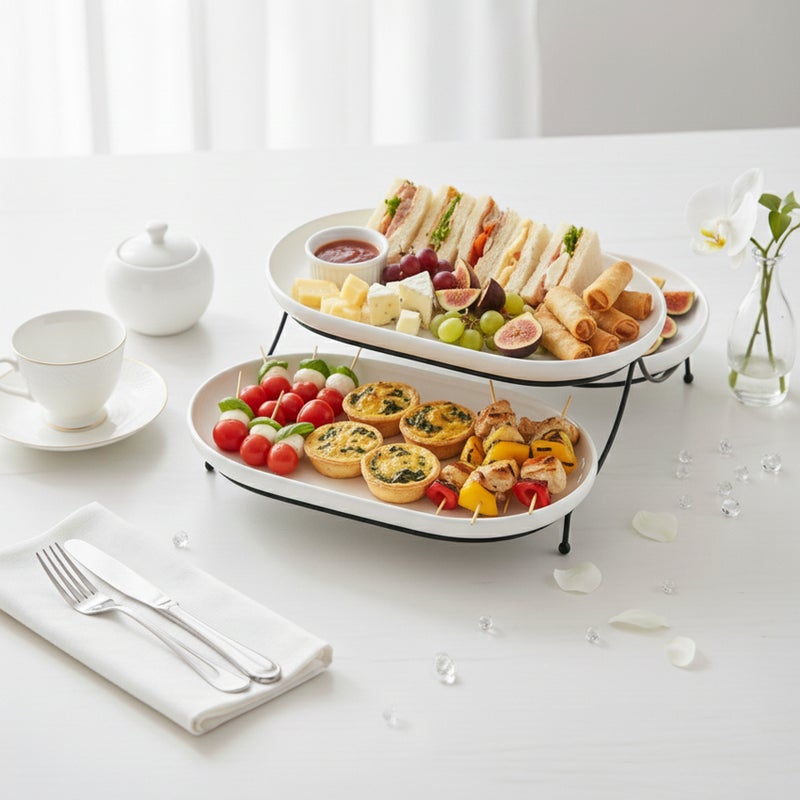 Shallow 3PCS Porcelain Serving Set – 31cm White New Bone China Large Platters for Elegant Hosting, Daily Dining, Ramadan, Eid, Diwali & Festive Entertaining - Image 4